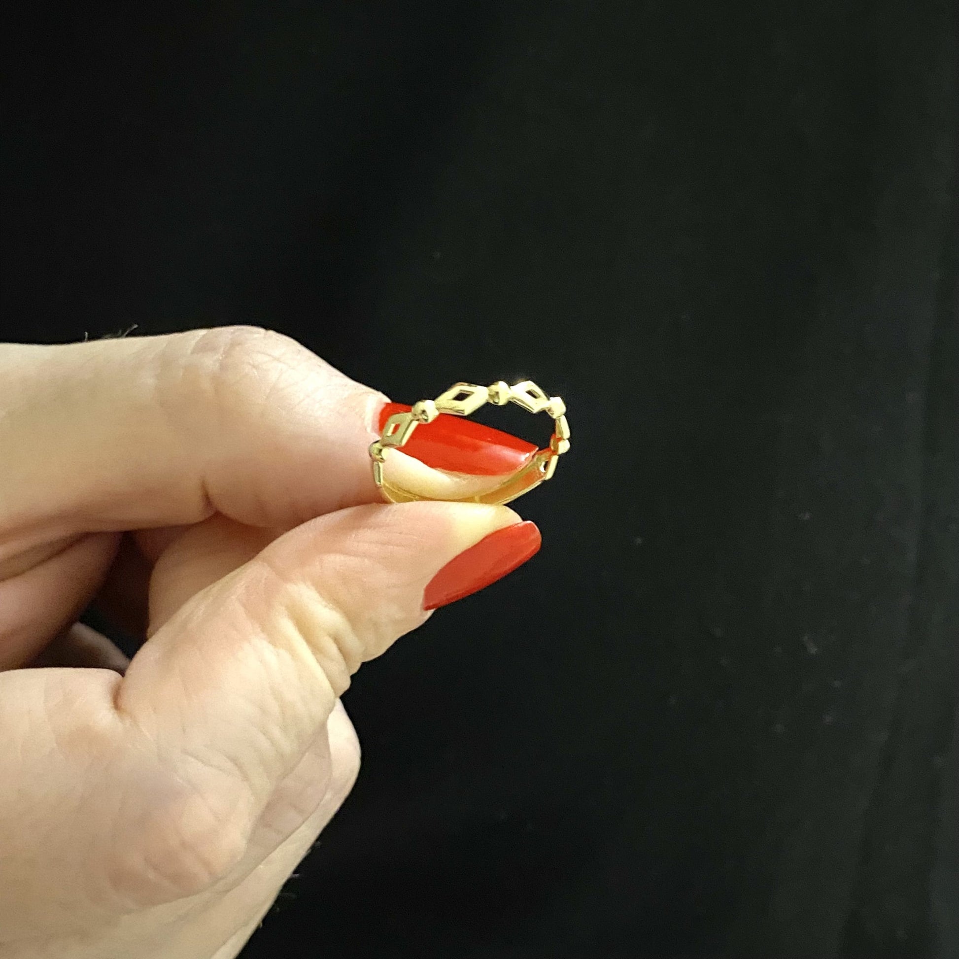 14K Real Solid Gold Dot Rhombus Ring for Women , Engagement Ring , Minimalist Geometric Jewelry , Dainty Stacking Gold Ring ,Christmas Gift