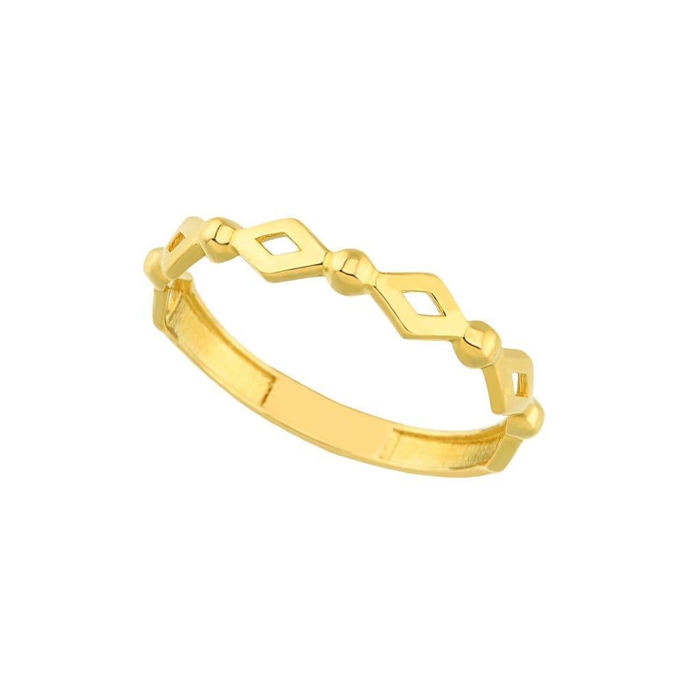 14K Real Solid Gold Dot Rhombus Ring for Women , Engagement Ring , Minimalist Geometric Jewelry , Dainty Stacking Gold Ring , Christmas Gift