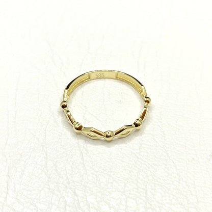 14K Real Solid Gold Dot Rhombus Ring for Women , Engagement Ring , Minimalist Geometric Jewelry , Dainty Stacking Ring , Christmas Gift