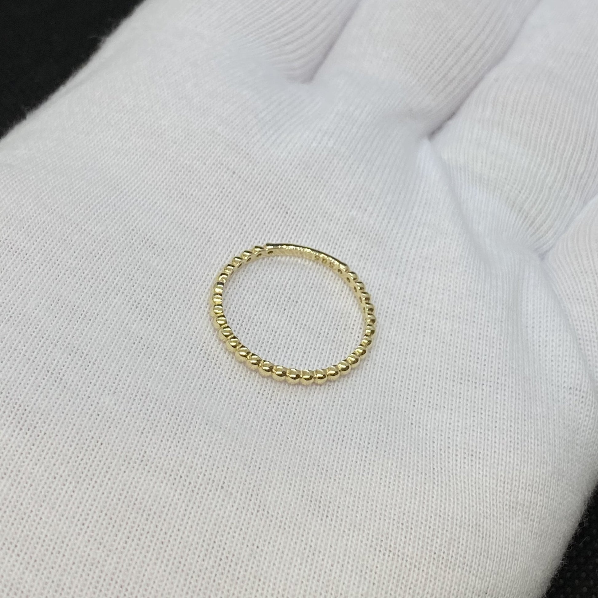 14K Real Solid Gold Dot Ring for Women , Dainty Beaded Ring , 14K Gold Stackable Ring , 14K Solid Yellow Gold Ring , Birthday Gift for mom