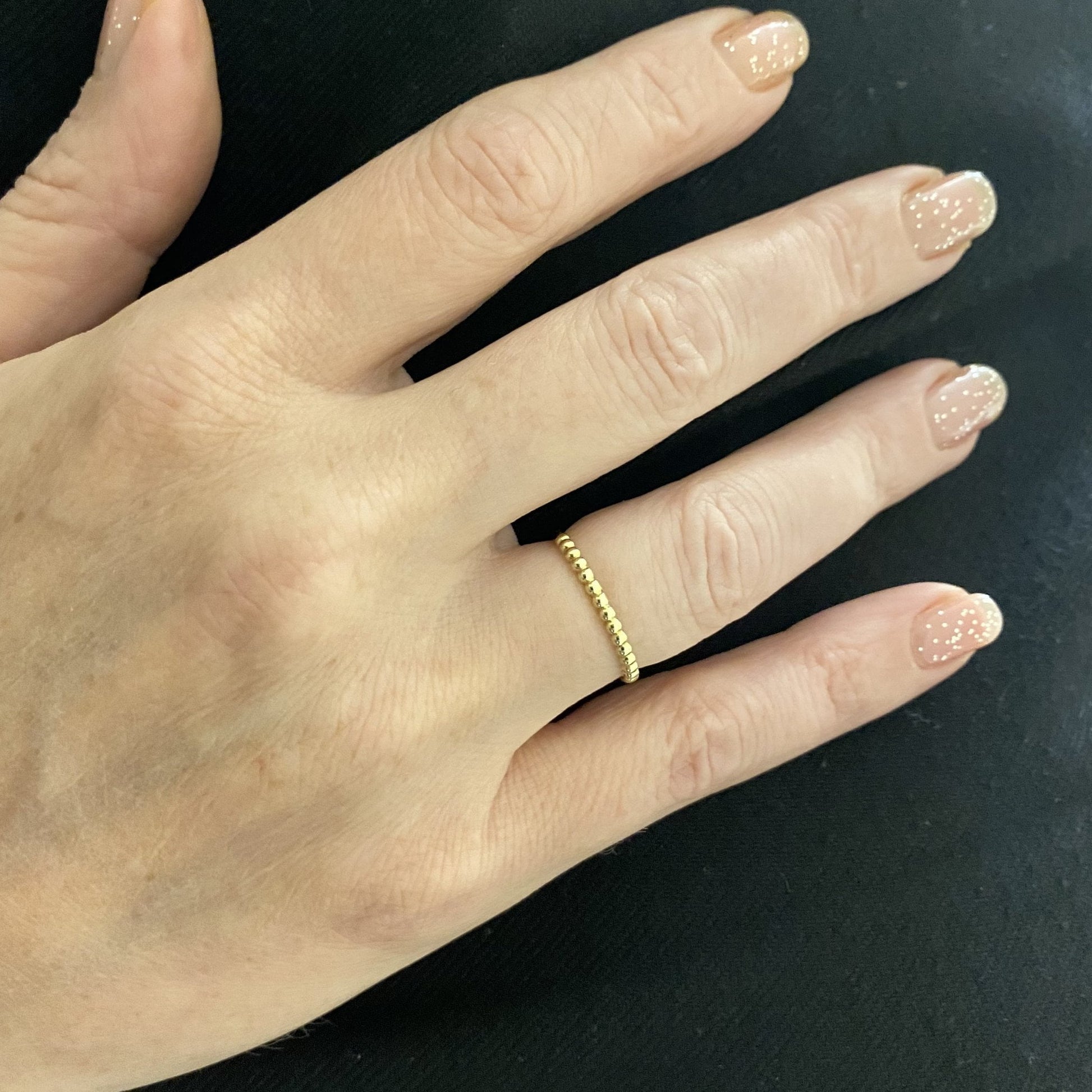 14K Real Solid Gold Dotted Ring for Women , Dainty Rings , handmade jewelry , gift for her