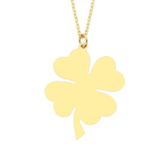 14K Real Solid Gold Elegant Four Leaf Clover Charm Dainty Trendy Pendant Necklace for Good Luck Best Birthday Gift for Lucky Women Christmas Birthday Gift Mother's Day.