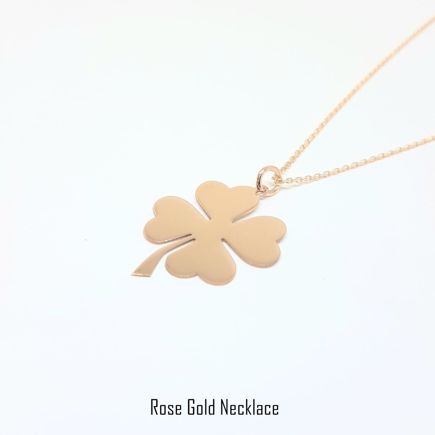 14K Real Solid Gold Elegant Four Leaf Clover Dainty Delicate Charm Trendy Pendant Necklace for Women Good Luck best birthday gift