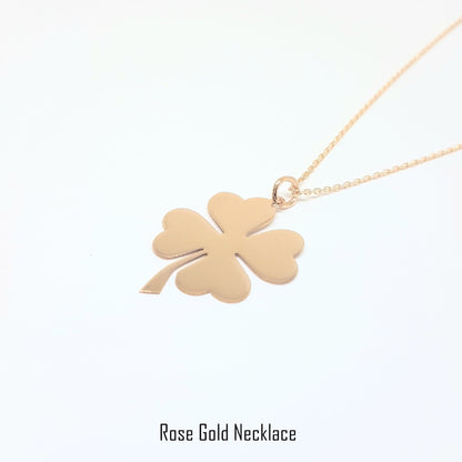 14K Real Solid Gold Elegant Four Leaf Clover Dainty Delicate Charm Trendy Pendant Necklace for Women Good Luck best birthday gift