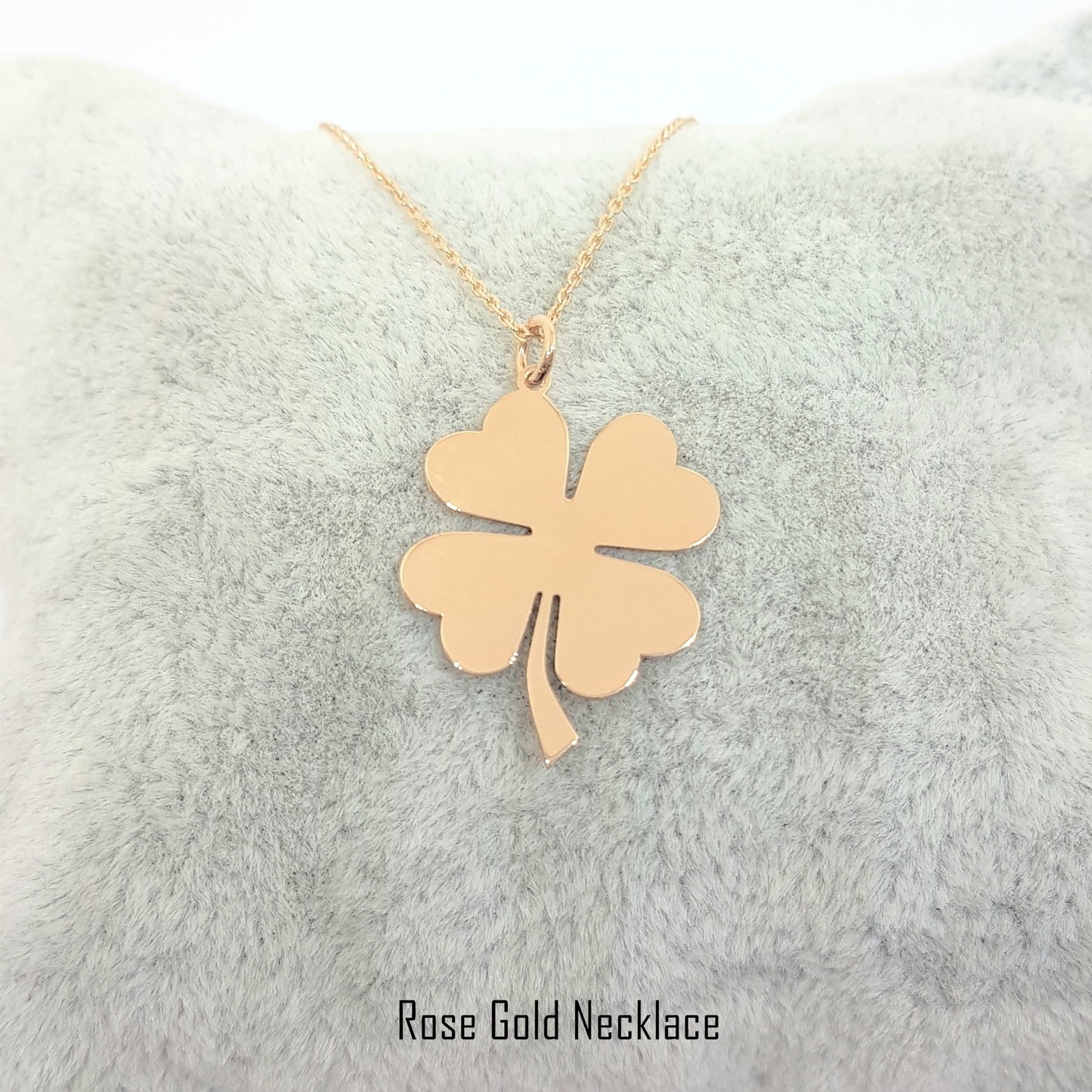 14K Real Solid Gold Elegant Four Leaf Clover Dainty Delicate Charm Trendy Pendant Necklace for Women Good Luck best birthday gift