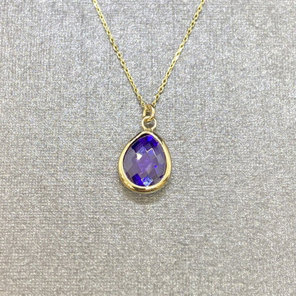 14K Real Solid Gold February Birthstone Necklace, Bridesmaid Necklace, Birthstone Necklace , Amethyst Necklace, Christmas Gifts for mom