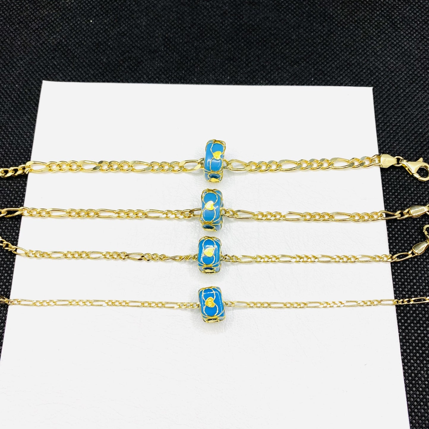 14K Real Solid Gold Figaro Bracelet, Figaro Chain Bracelet with Turquoise Birthstone , Link Bracelet Gold , Dainty Gold Chain Bracelet