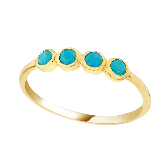 14K Real Solid Gold Four Turquoise Ring for Women | December Birthstone Ring jewelry rings birthday gift christmas xmas mother's day handmade