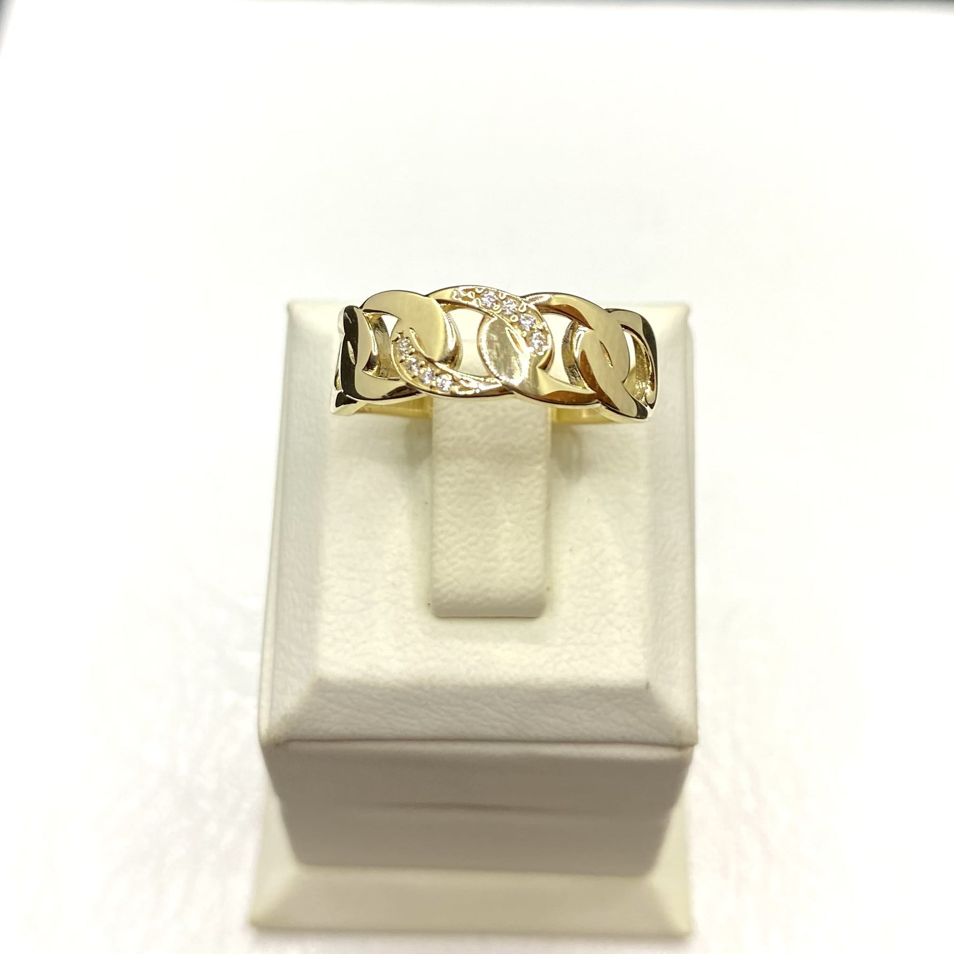 14K Real Solid Gold Gourmet Ring for Women , Dainty Gold Ring , CZ Chain Link Ring , 7MM Chain Ring ,Gift for Her , Christmas Gifts