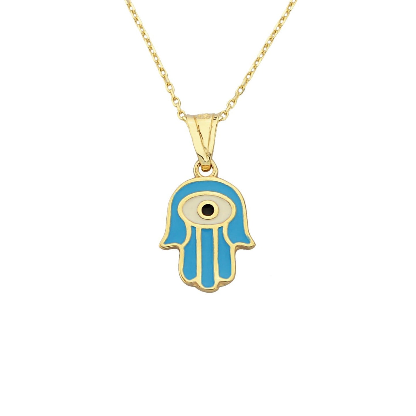 14K Real Solid Gold Hamsa Necklace for Women , Charm Hamsa Pendant , Evil Eye Hamsa Hand Jewelry , Handmade Birthday Christmas Gift for Her