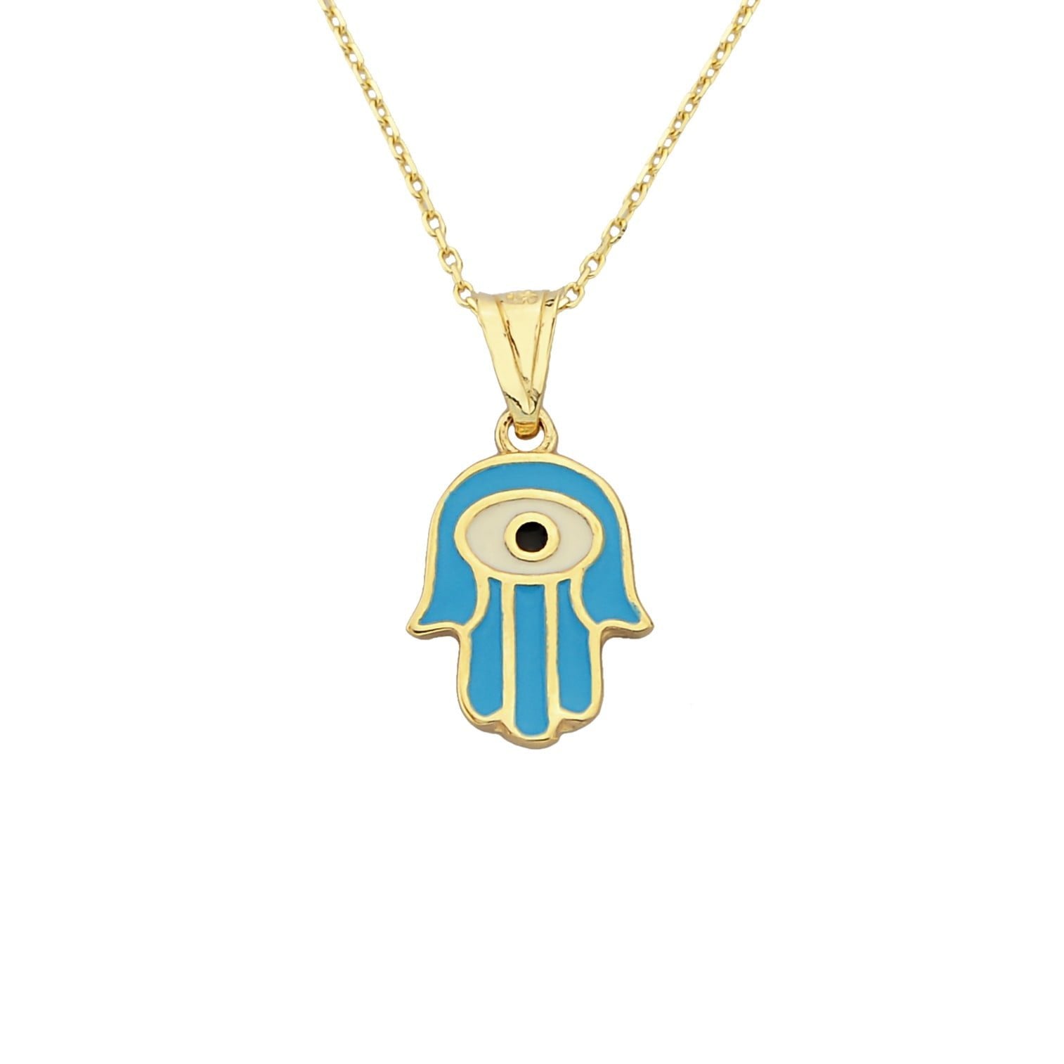 14K Real Solid Gold Hamsa Necklace for Women , Charm Hamsa Pendant , Evil Eye Hamsa Hand Jewelry , Handmade Birthday Christmas Gift for Her
