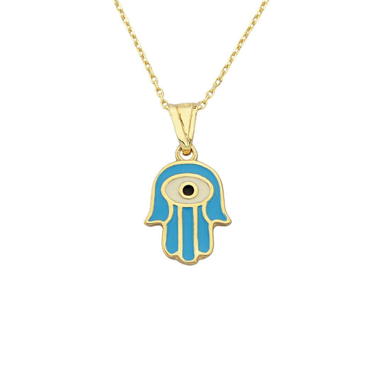 14K Real Solid Gold Hamsa Necklace for Women , Charm Hamsa Pendant , Evil Eye Hamsa Hand Jewelry , Handmade Birthday Christmas Gift for Her