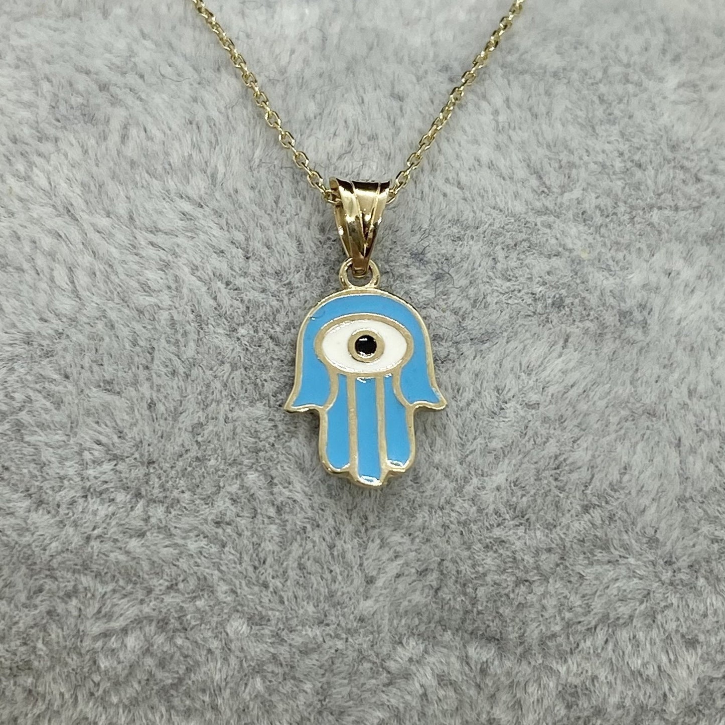 14K Real Solid Gold Hamsa Necklace for Women , Charm Hamsa Pendant , Evil Eye Hamsa Hand Jewelry , Handmade Christmas Gift for Her