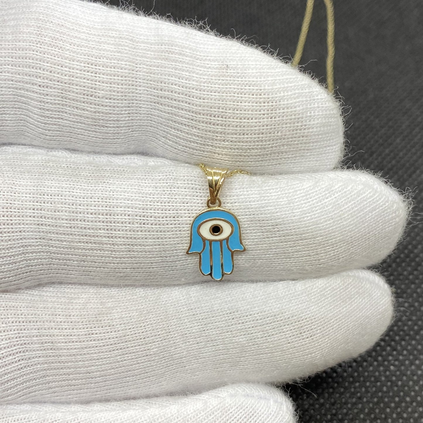 14K Real Solid Gold Hamsa Necklace for Women , Charm Hamsa Pendant , Evil Eye Hamsa Hand Jewelry , Handmade Jewelry Gift for Her