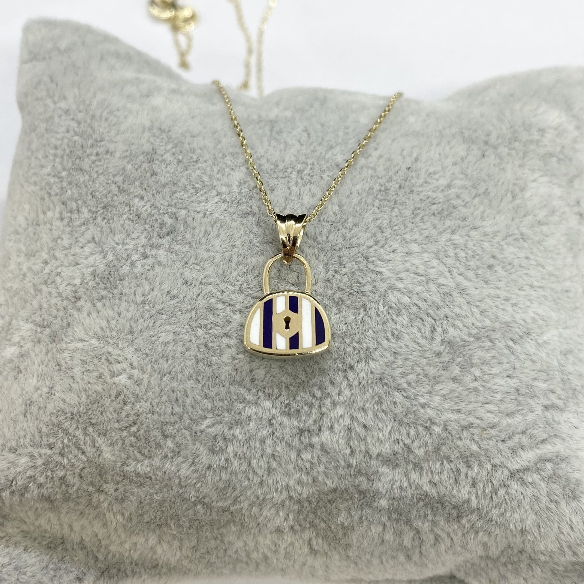 14K Real Solid Gold Handbag Pendant Necklace for Women , Dainty Bag Gold Necklace , Handmade Jewelry , Christmas Christmas gift for her mom