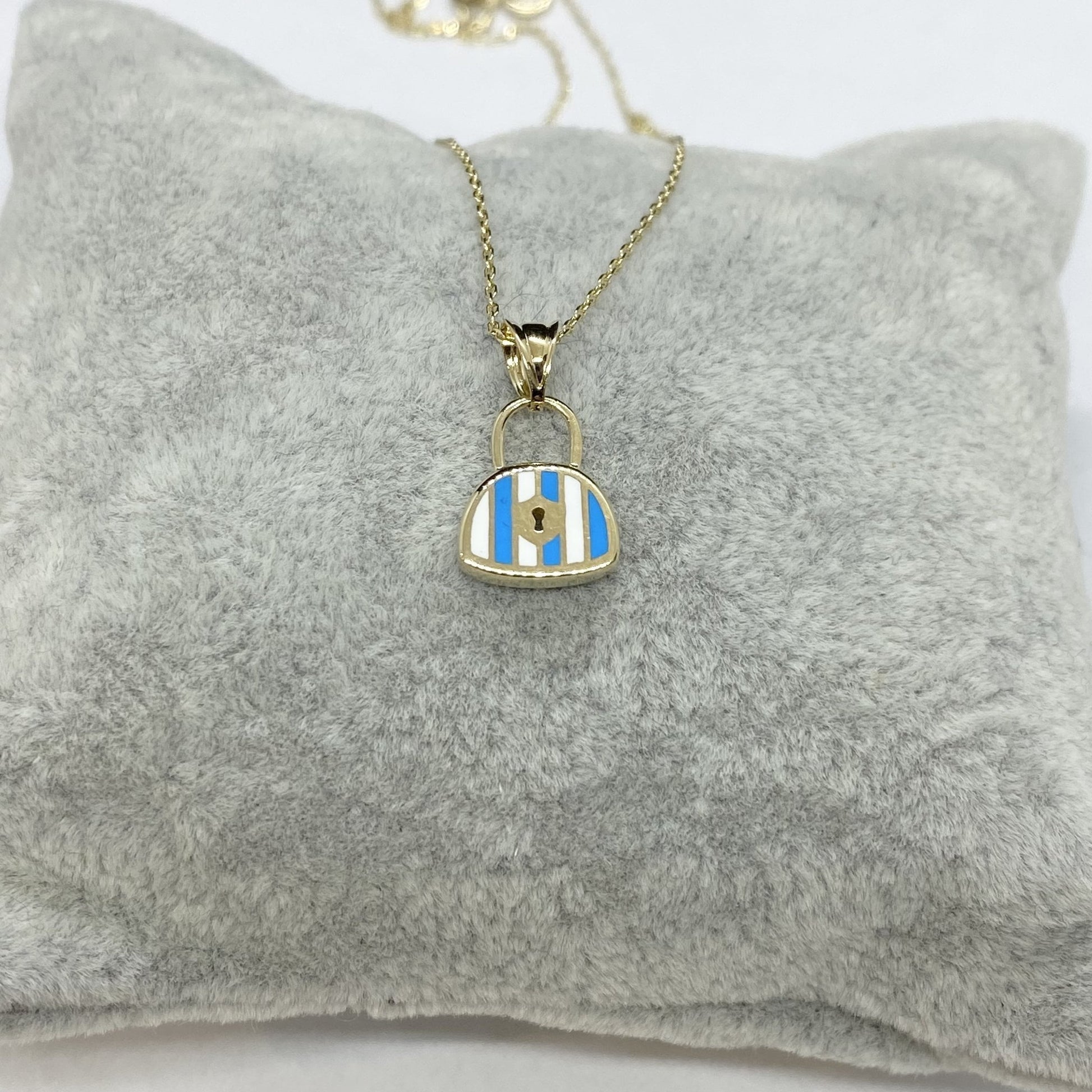 14K Real Solid Gold Handbag Pendant Necklace for Women , Dainty Bag Gold Necklace , Handmade Jewelry , Xmas Birthday gift for her mom