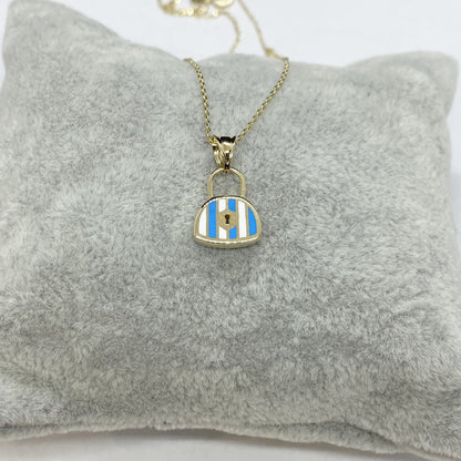 14K Real Solid Gold Handbag Pendant Necklace for Women , Dainty Bag Gold Necklace , Handmade Jewelry , Xmas Birthday gift for her mom