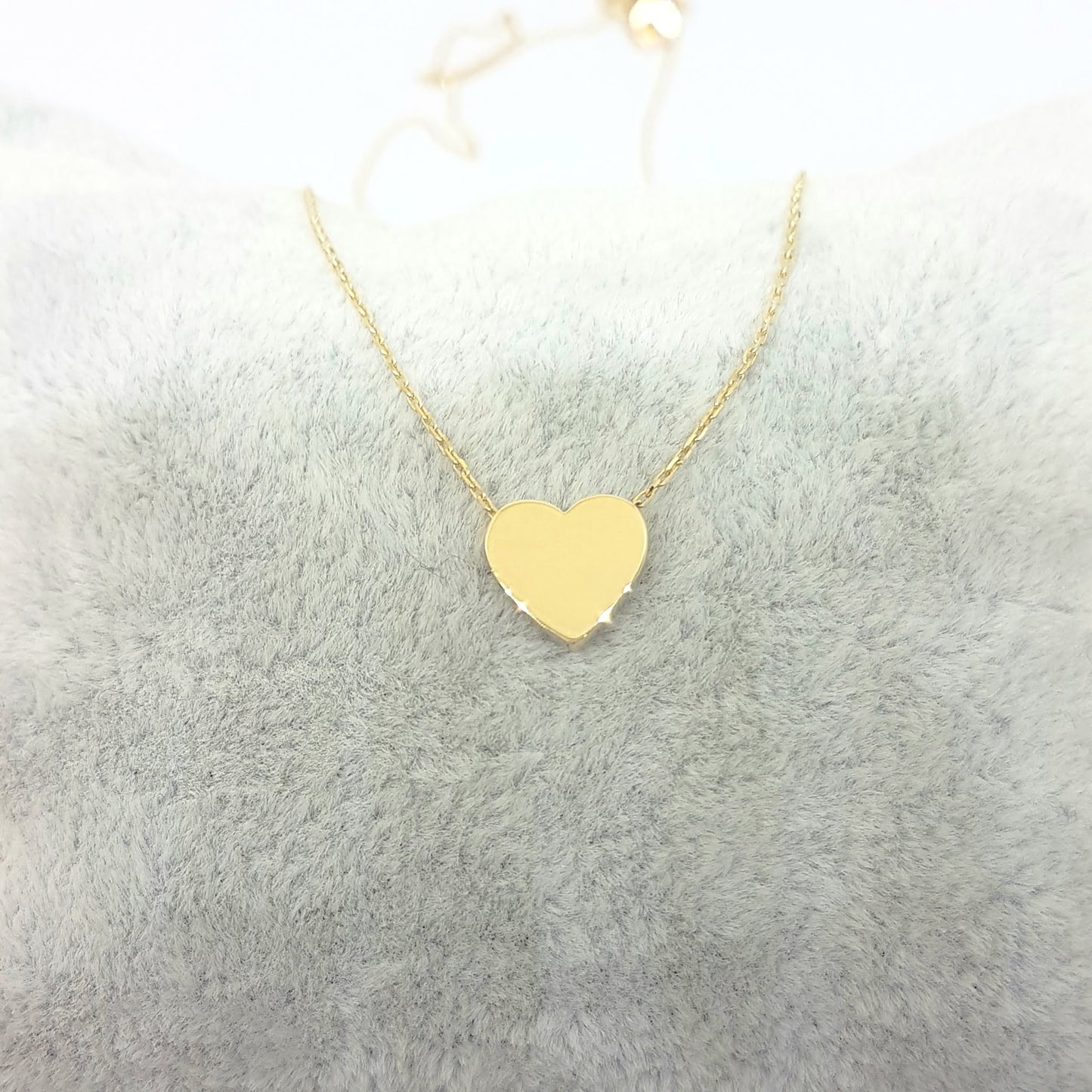 14K Real Solid Gold Heart Design Cute Tiny Dainty Pendant Necklace Best Birthday Gift for Women Girlfriend Girl