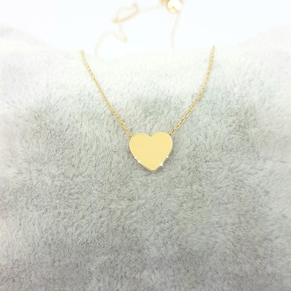 14K Real Solid Gold Heart Design Cute Tiny Dainty Pendant Necklace Best Birthday Gift for Women Girlfriend Girl