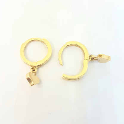 14K Real Solid Gold Heart Drop Dangle Hoop Earrings for Women Tiny Cute Jewelry