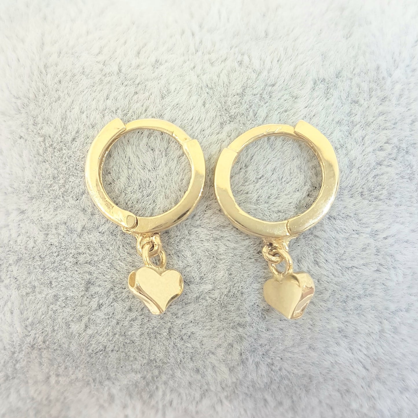 14K Real Solid Gold Heart Drop Dangle Hoop Earrings for Women Tiny Cute Jewelry