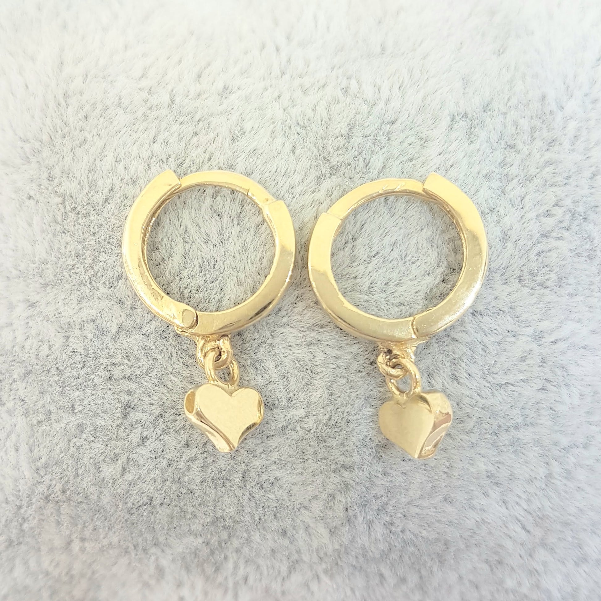 14K Real Solid Gold Heart Drop Dangle Hoop Earrings for Women Tiny Cute Jewelry