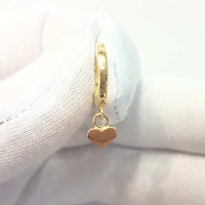 14K Real Solid Gold Heart Drop Dangle Hoop Earrings for Women Tiny Cute Jewelry