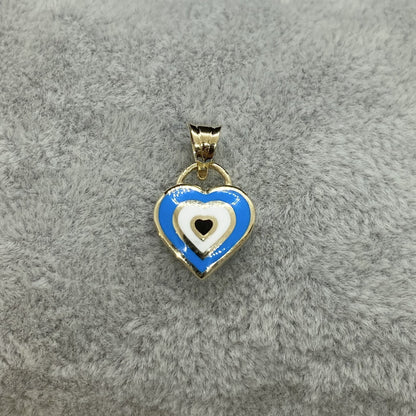 14K Real Solid Gold Heart Evil Eye Pendant Necklace for Women , Heart Shaped Navy Blue or Turquise Evil Eye Necklace , Christmas Gift for her