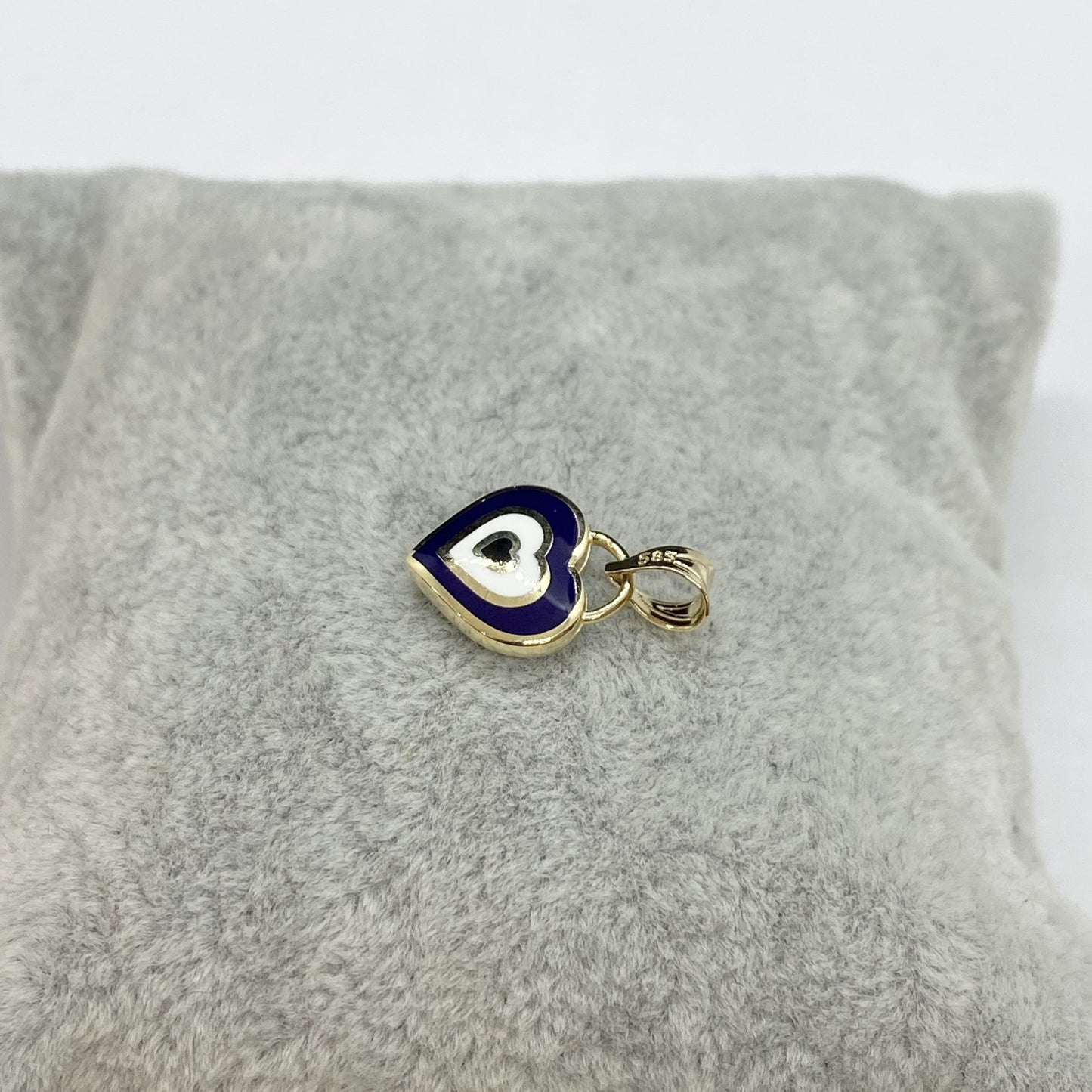 14K Real Solid Gold Heart Evil Eye Pendant Necklace for Women , Heart Shaped Navy Blue or Turquise Evil Eye Necklace , Christmas Gift