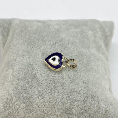 14K Real Solid Gold Heart Evil Eye Pendant Necklace for Women , Heart Shaped Navy Blue or Turquise Evil Eye Necklace , Christmas Gift