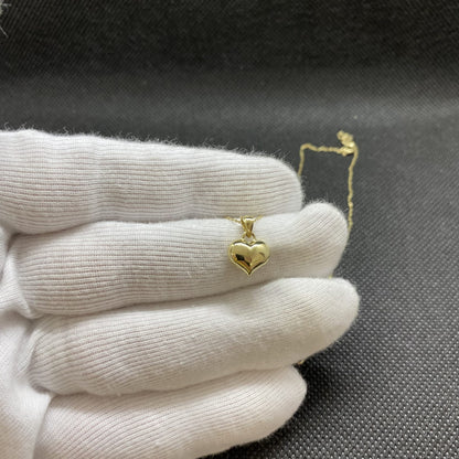 14K Real Solid Gold Heart Necklace for Women , Cute Dainty 3D Curved Heart Pendant , Stunning Gold Puff Heart Pendant On Chain ,Gift for her