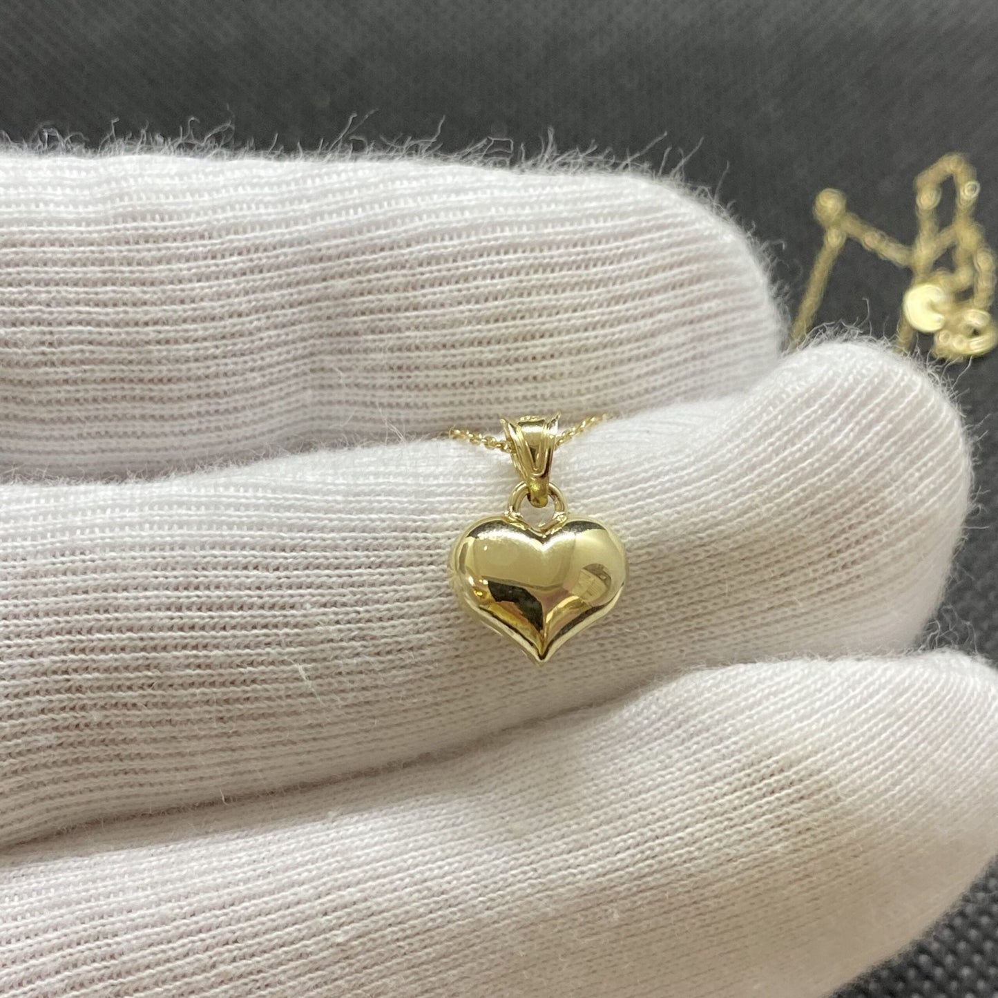 14K Real Solid Gold Heart Necklace for Women , Cute Dainty 3D Curved Heart Pendant , Stunning Gold Puff Heart Pendant On Chain , Gift for her