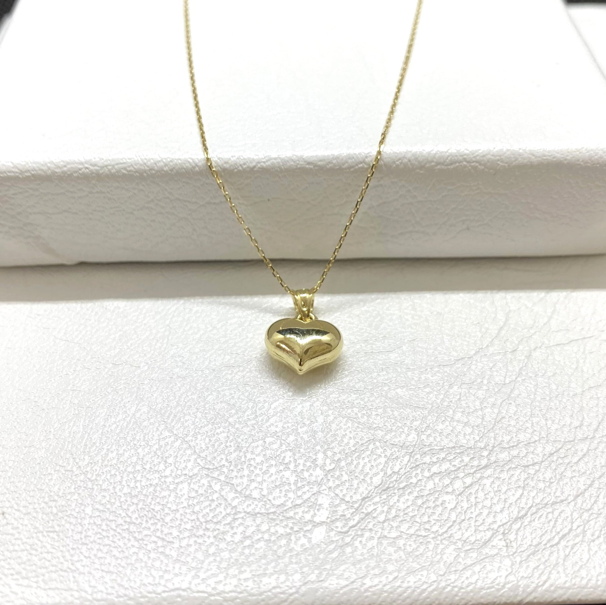 14K Real Solid Gold Heart Necklace for Women , Cute Dainty 3D Curved Heart Pendant , Stunning Gold Puff Heart Pendant On Chain ,Gift for mom