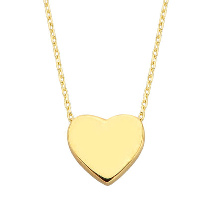 14K Real Solid Gold Heart Necklace for Women