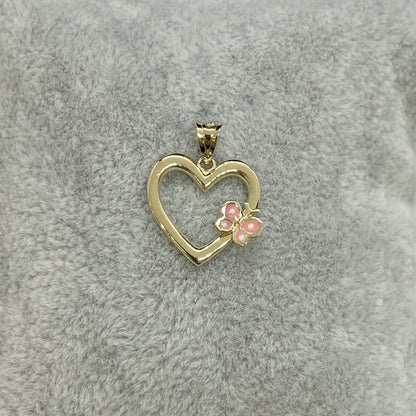 14K Real Solid Gold Heart Pendant Necklace for Women, Butterfly Necklace Gold, Gold Heart Necklace,Christmas Gift,Handmade Jewelry