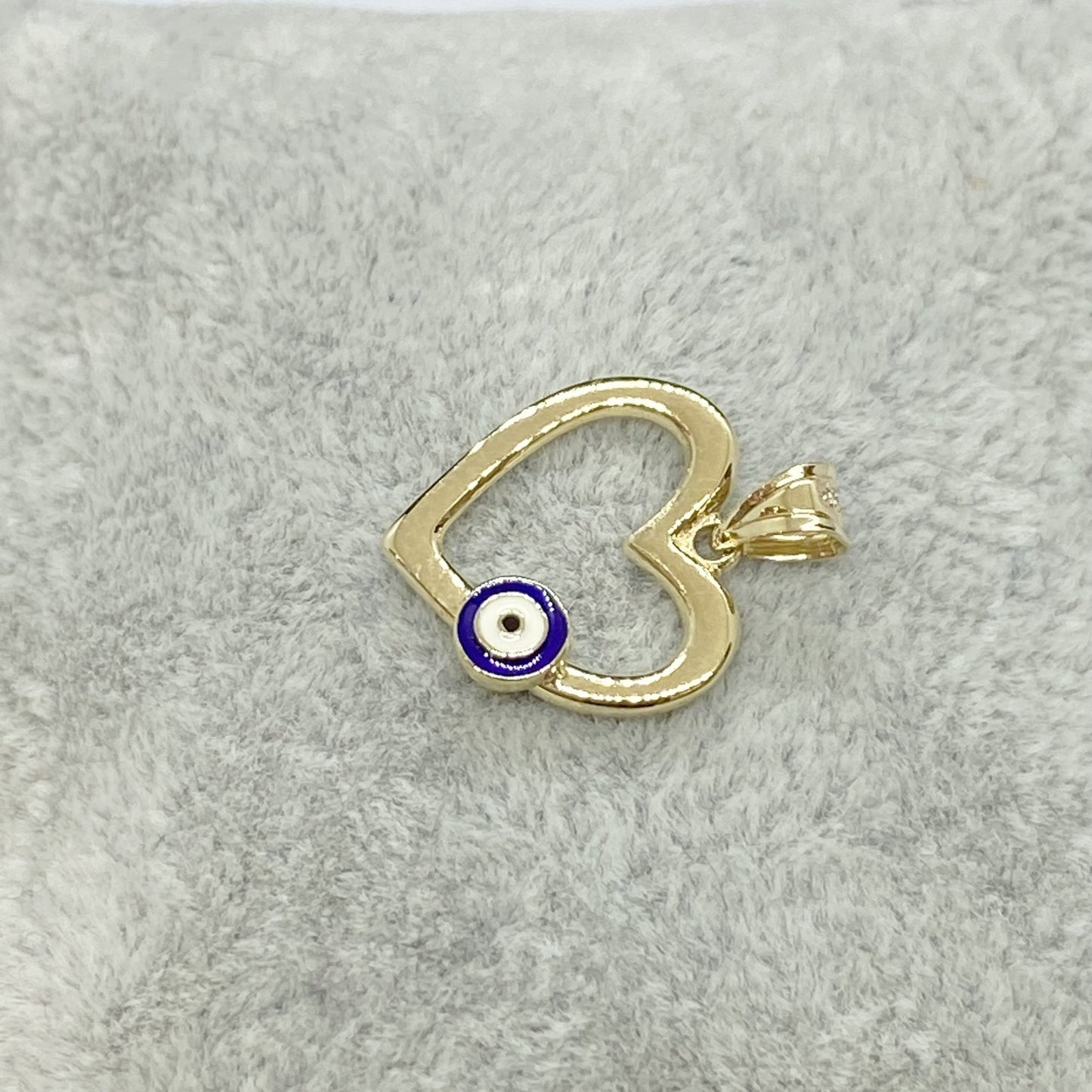 14K Real Solid Gold Heart Pendant Necklace for Women, Evil Eye Necklace, Gold Heart Necklace ,Christmas Gift,Handmade Jewelry