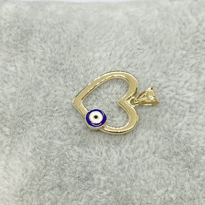 14K Real Solid Gold Heart Pendant Necklace for Women, Evil Eye Necklace, Gold Heart Necklace ,Christmas Gift,Handmade Jewelry