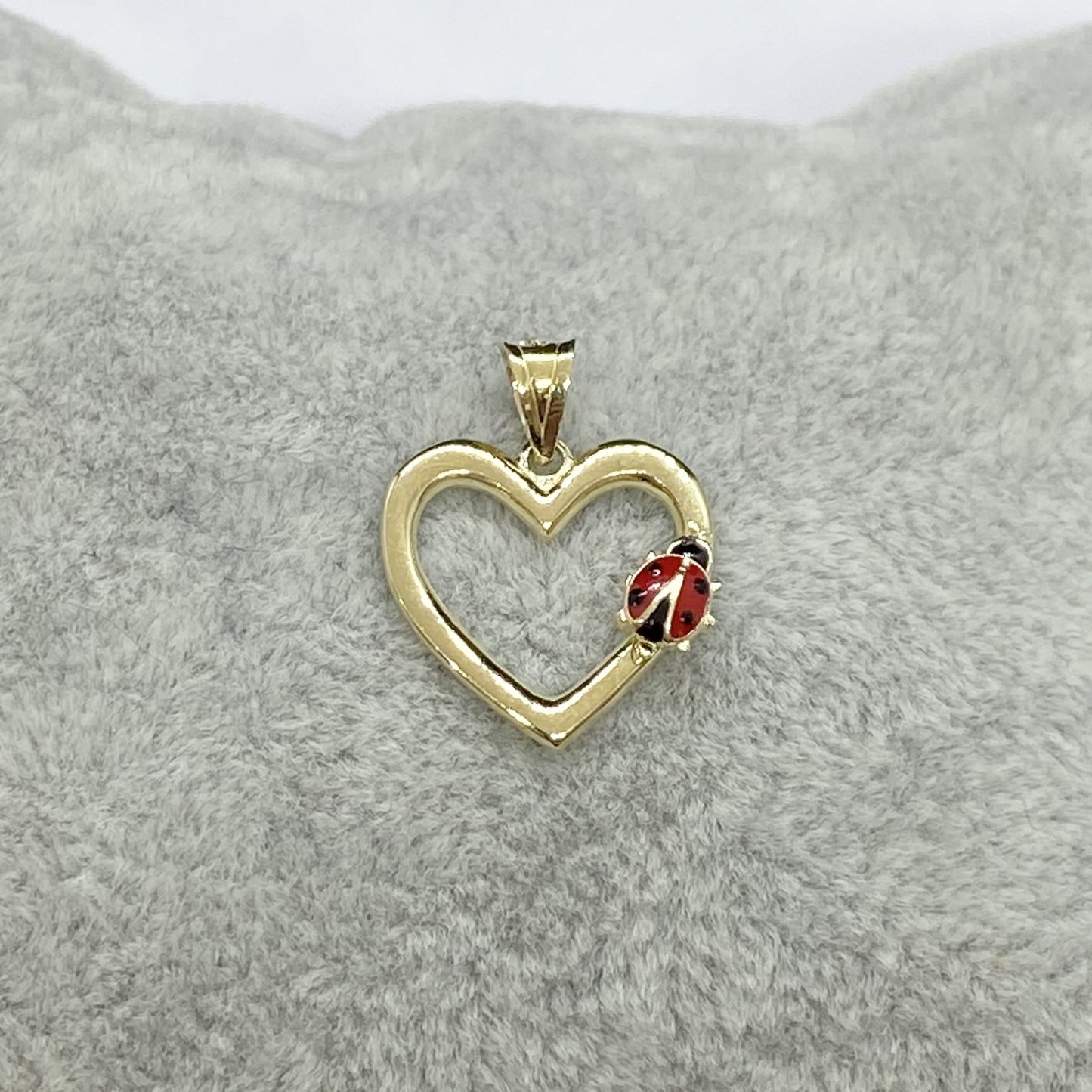 14K Real Solid Gold Heart Pendant Necklace for Women, Ladybug Necklace Gold, Gold Heart Necklace with ladybug , Christmas Gift, Handmade Jewelry