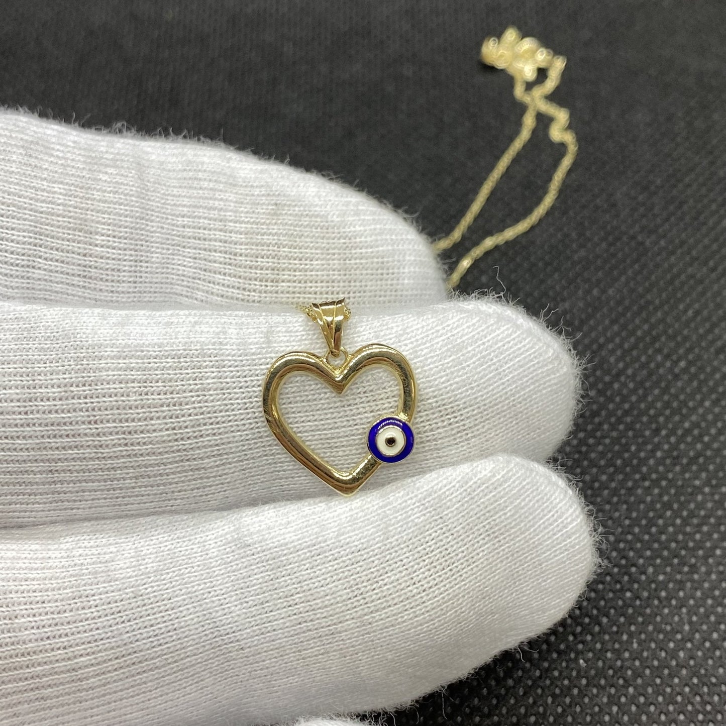 14K Real Solid Gold Heart Pendant Necklace for Women with Evil Eye Butterfly Ladybug, Gold Heart Necklace , Birthday Gift, Handmade Jewelry.jpg