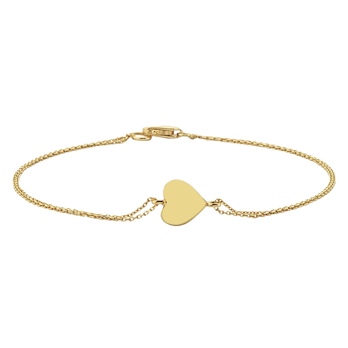 14K Real Solid Gold Heart Shape Design Charm Cute Dainty Elegant Delicate Trendy Bracelet best birthday gift for Women Jewelry yourself Girls Mother Mom love girlfriend handmade