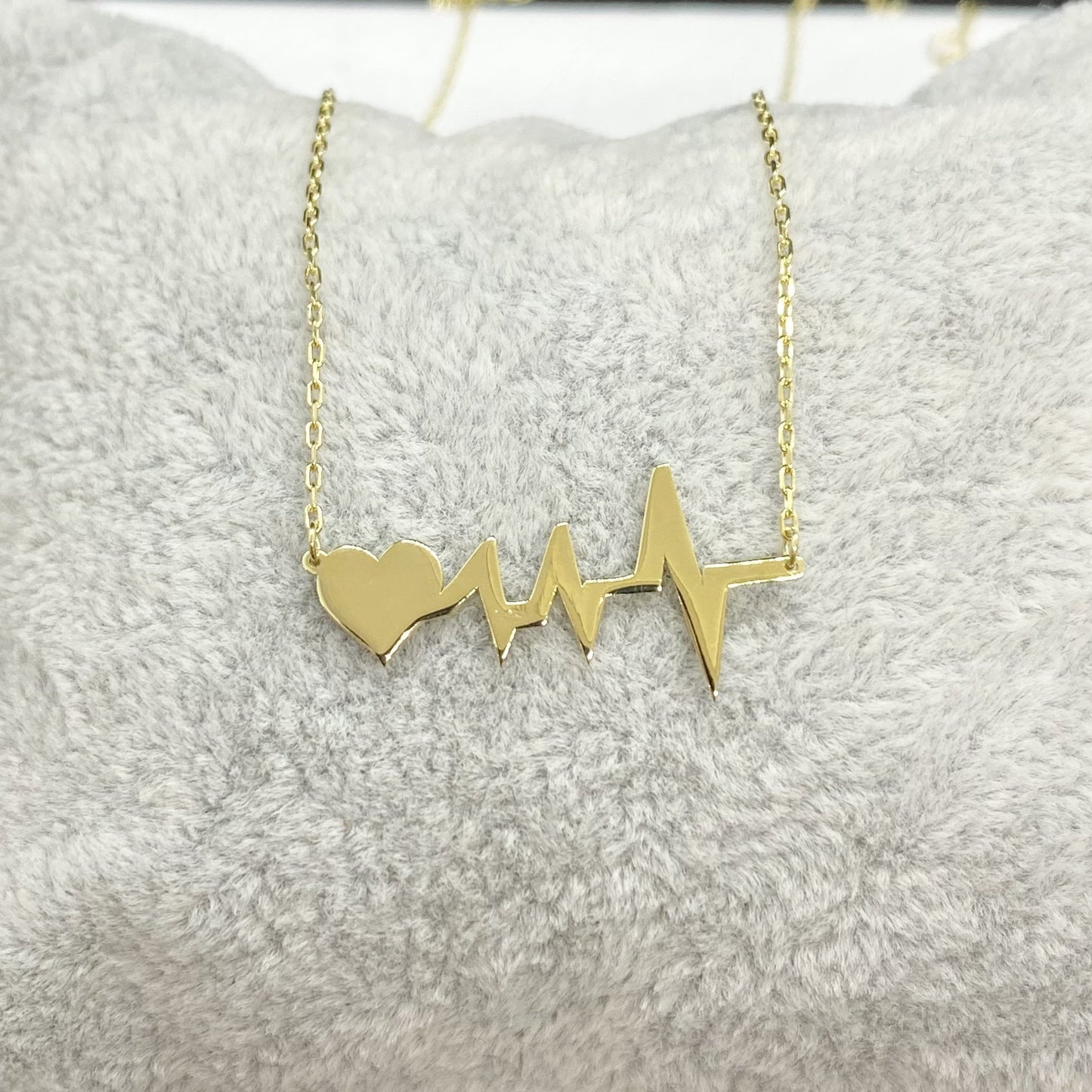 14K Real Solid Gold Heartbeat Necklace , Lifeline Necklace , Heart Pulse EKG Love , Cardiogram Jewelry , Gift for her ,Dainty Necklace Gold