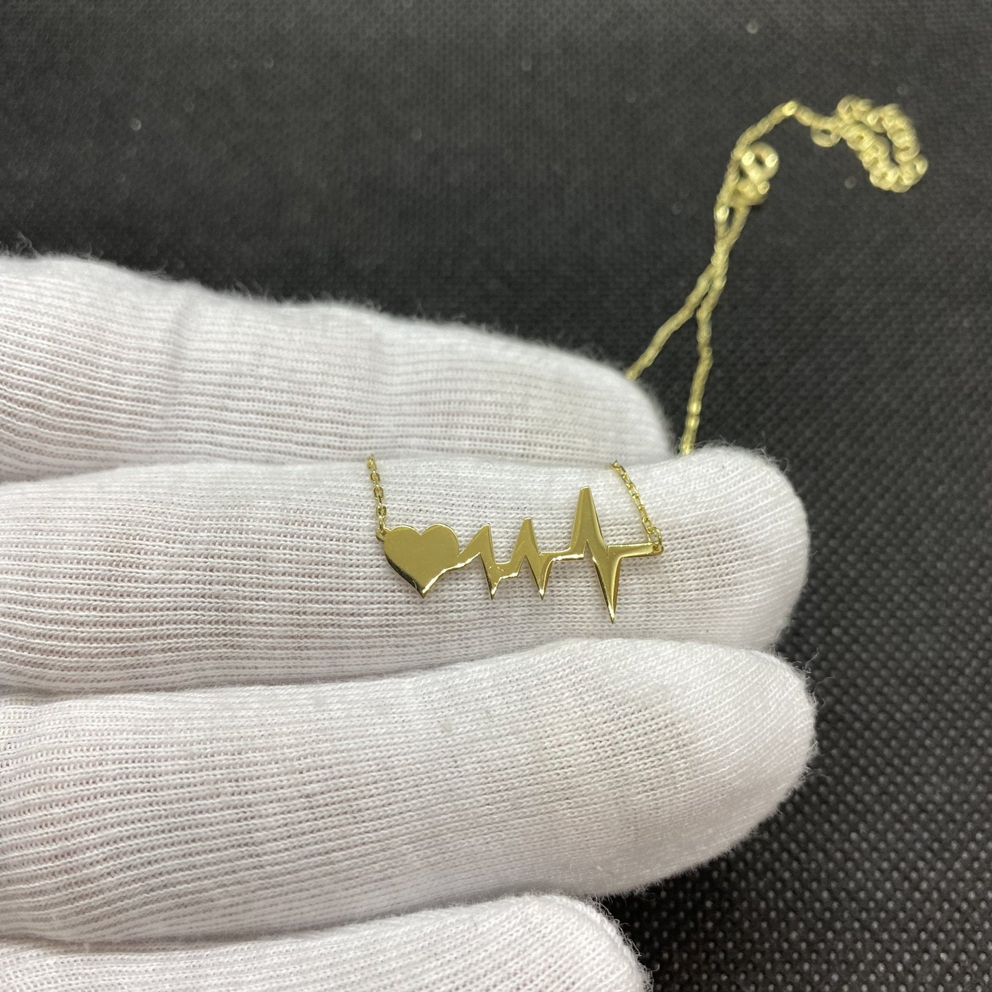 14K Real Solid Gold Heartbeat Necklace , Lifeline Necklace , Heart Pulse EKG Love , Cardiogram Jewelry ,Gift for her , Dainty Necklace Gold