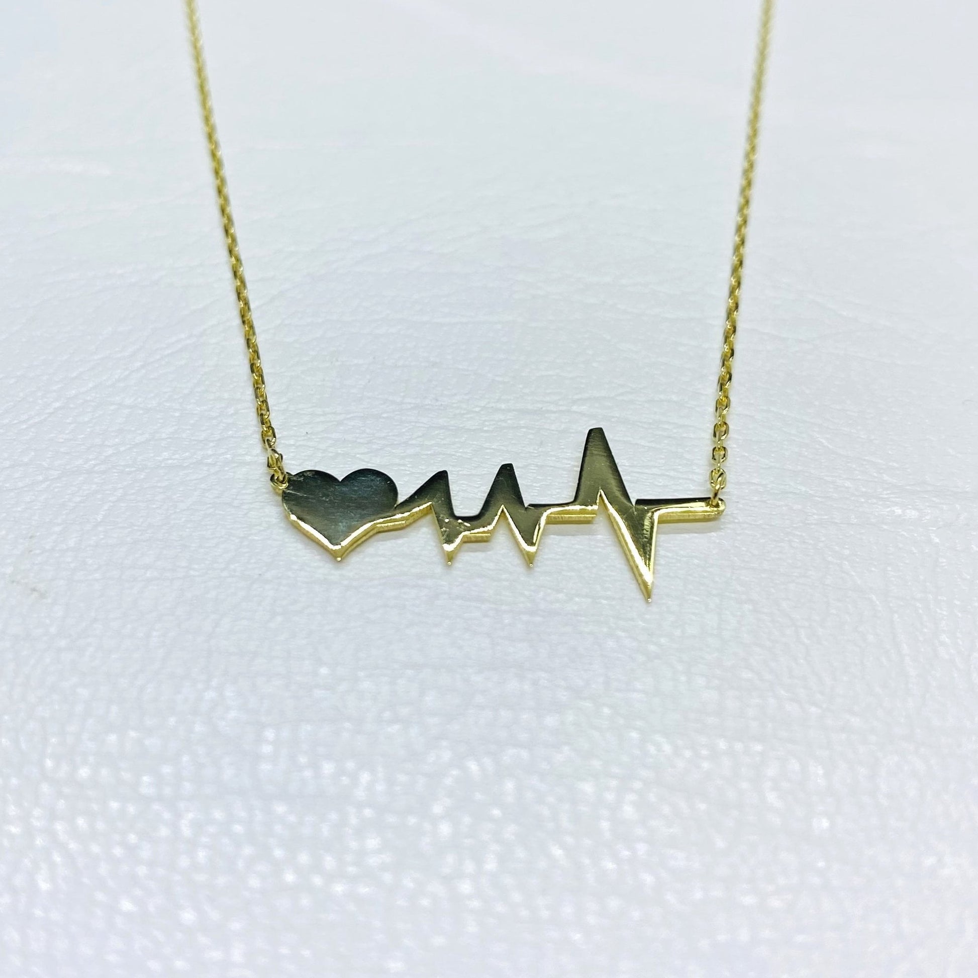 14K Real Solid Gold Heartbeat Necklace , Lifeline Necklace , Heart Pulse EKG Love , Cardiogram Jewelry , Gift for mom , Dainty Necklace Gold