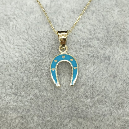 14K Real Solid Gold Horseshoe Necklace for Women , Lucky Horseshoe Pendant , Charm Horseshoe Jewelry, gold horseshoe necklace