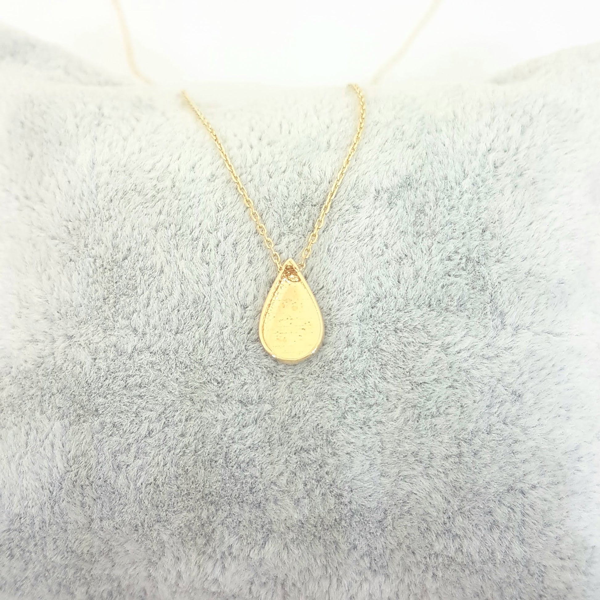 14K Real Solid Gold Tear Drop Shaped Charm Tiny Cute Dainty Delicate Trendy Pendant Necklace