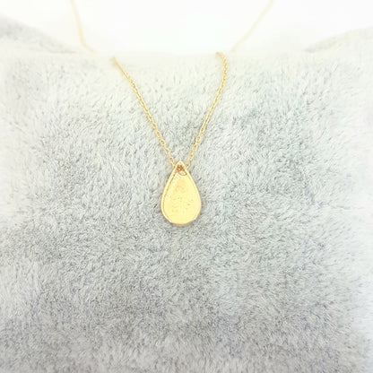14K Real Solid Gold Tear Drop Shaped Charm Tiny Cute Dainty Delicate Trendy Pendant Necklace