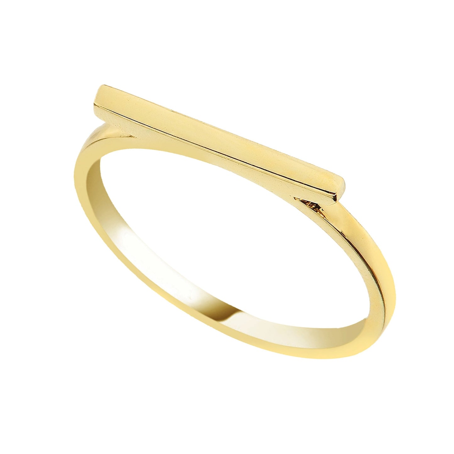 14K Real Solid Gold Long Bar Ring for Women | Flat Bar Rings handmade jewelry birthday gift mother's day christmas xmas valentine's day