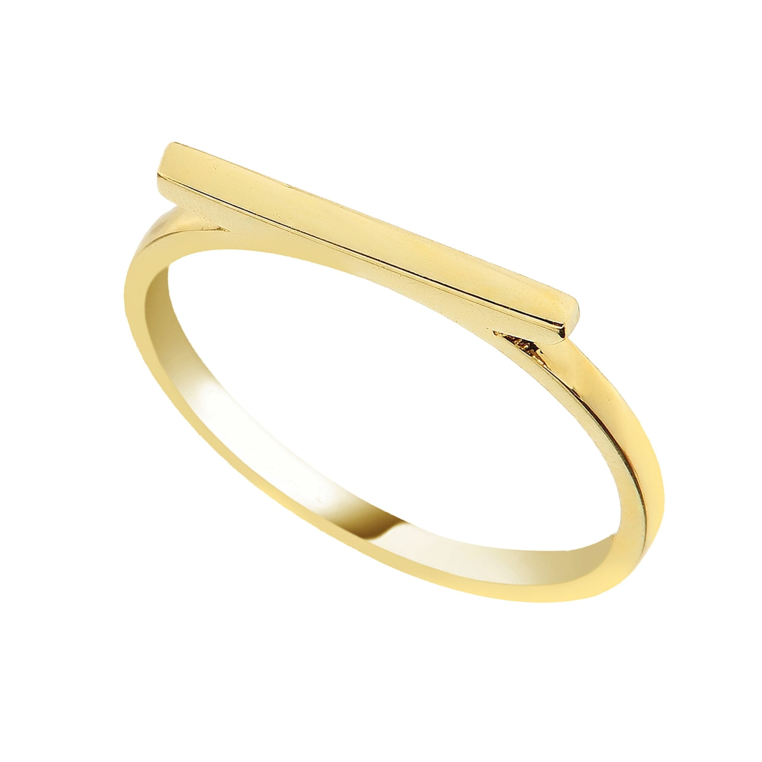 14K Real Solid Gold Long Bar Ring for Women | Flat Bar Rings handmade jewelry birthday gift mother's day christmas xmas valentine's day