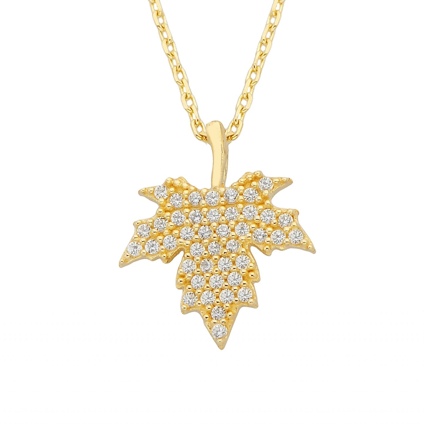 14K Real Solid Gold Maple Leaf Pendant Necklace for Women | Cute Necklaces | Autumn Jewelry