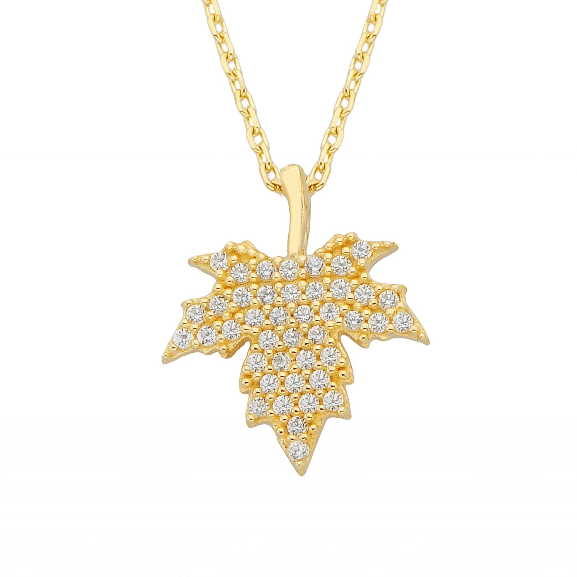 14K Real Solid Gold Maple Leaf Pendant Necklace for Women | Cute Necklaces | Autumn Jewelry